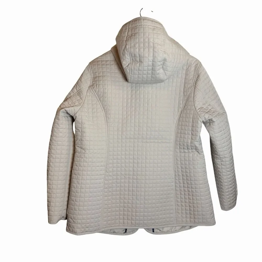 Lands' End Lightweight Hooded Quilted Jacket Tan Women's Size Large full Zip NEW